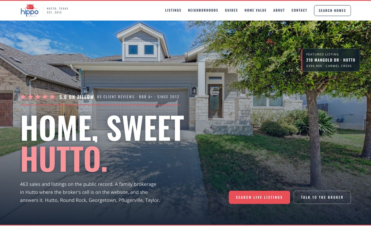 Hippo Realty website, built by Fingerprint Ideas