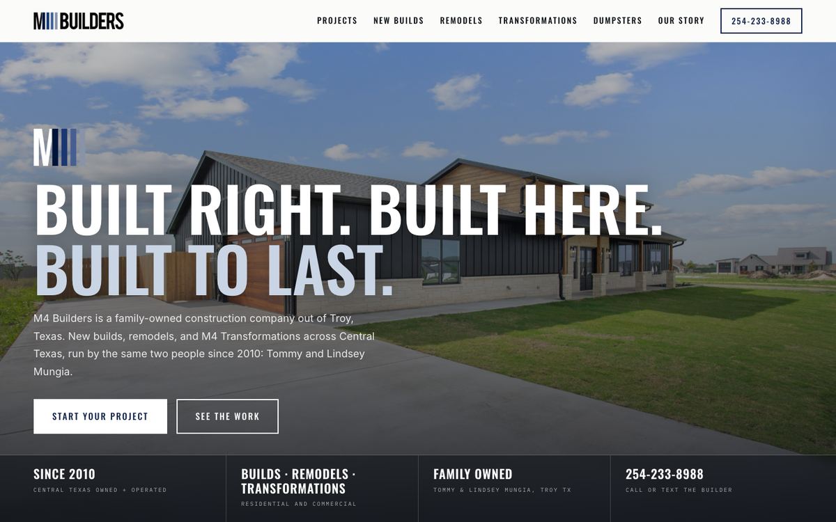 M4 Builders website, built by Fingerprint Ideas
